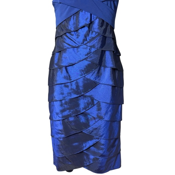 DressBarn Collection Sapphire Blue Cocktail Dress 4 Tiered Sheath Holiday Party - Picture 4 of 9